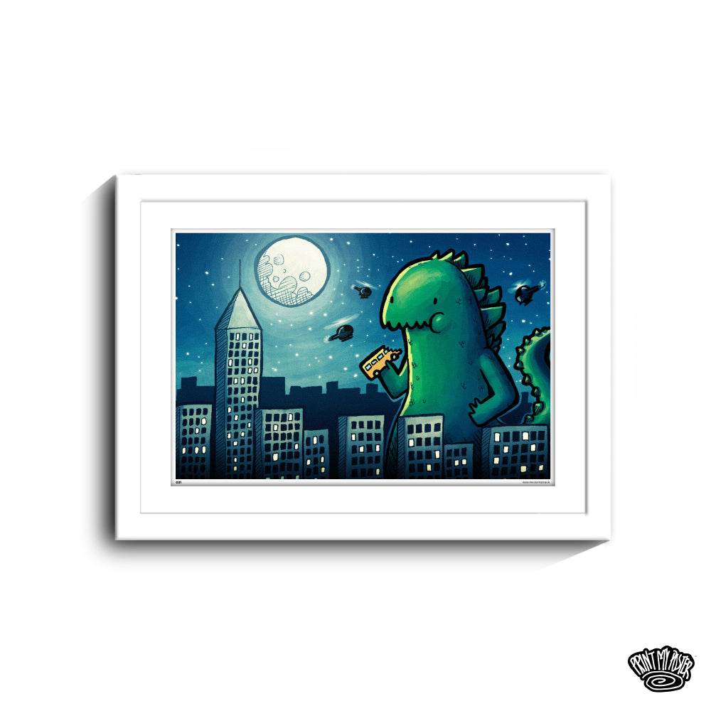 Abstract Art Poster - Godzilla Attack