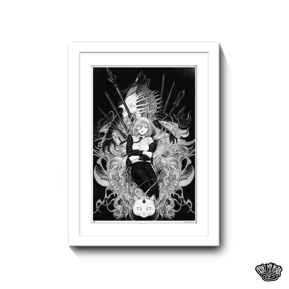 Chainsaw Man Poster - Power B&W
