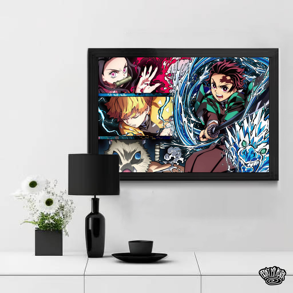 Demon Slayer Poster - Tanjiro, Nezuko, Zenitsu, Inosuke