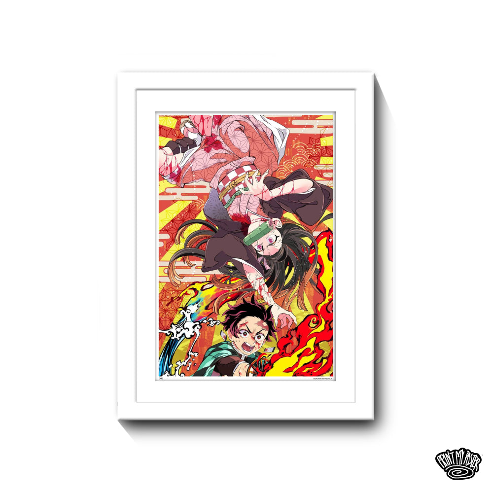 Demon Slayer: Kimetsu no Yaiba - Tanjiro & Nezuko Fighting Poster