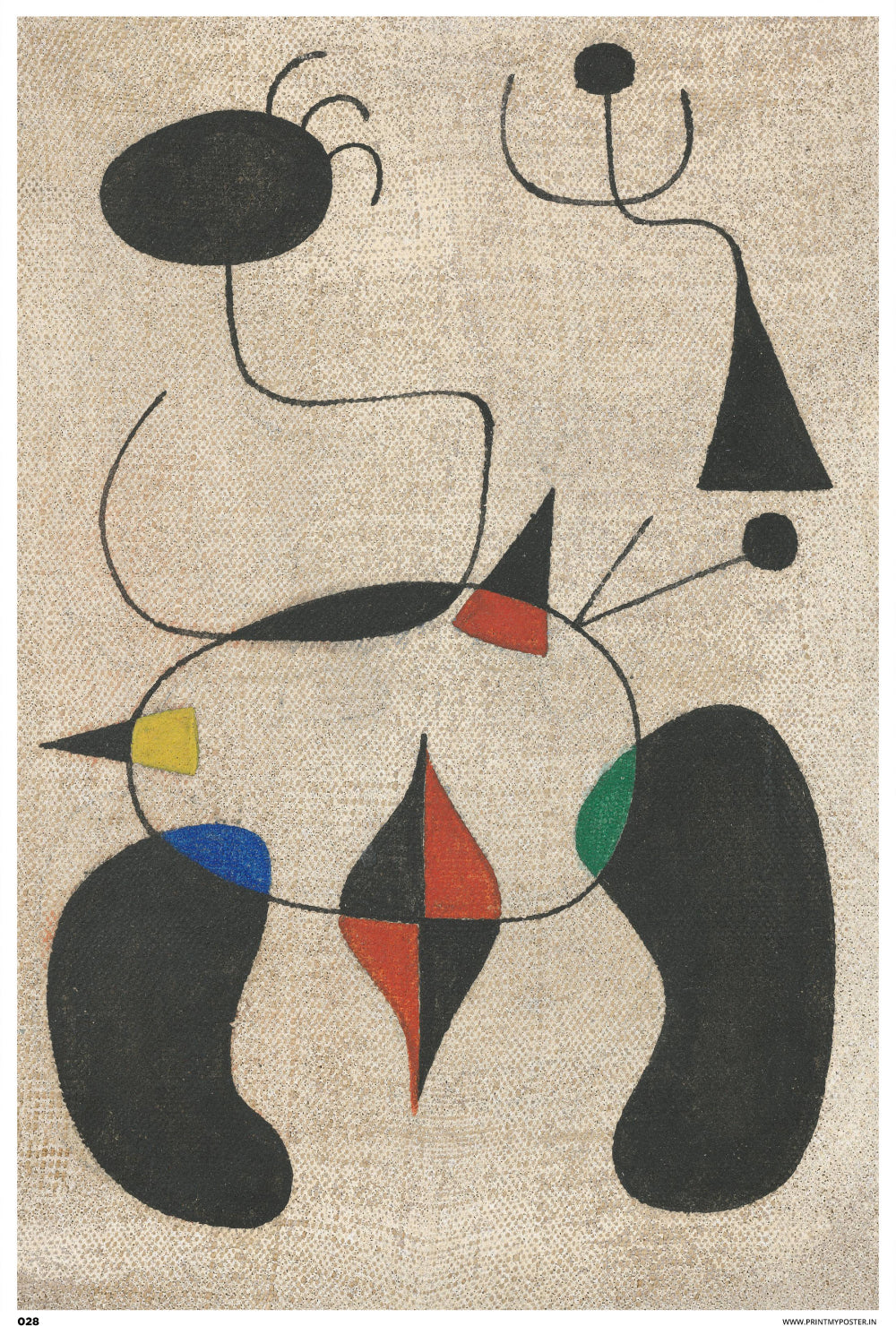 Abstract Art - Joan Miró - The Sun Embracing the Lover