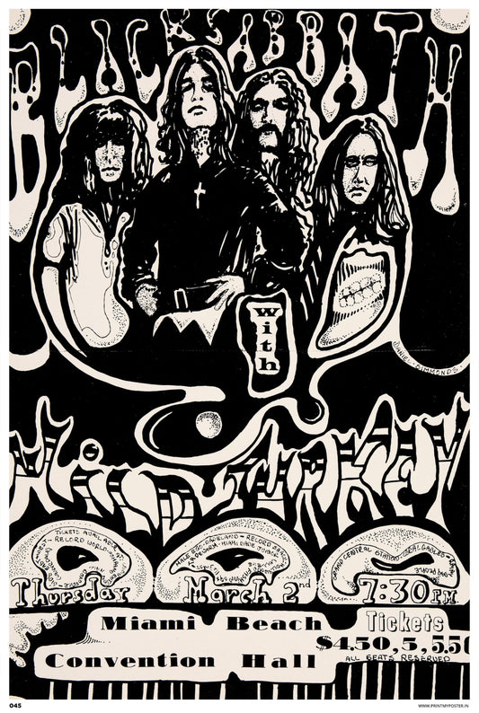 Black Sabbath with Wild Turkey, Miami Beach - Concert Poster