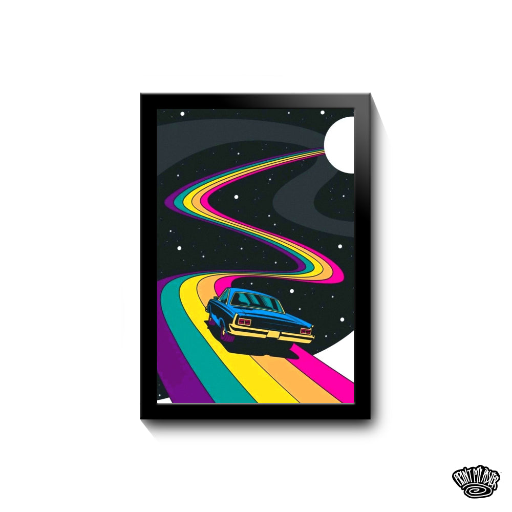 Abstract Art - Car riding the rainbow road