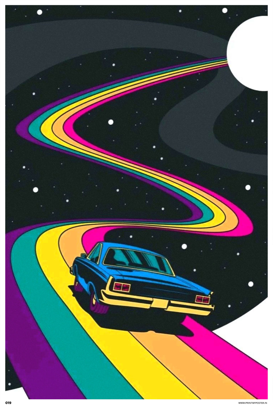 Abstract Art - Car riding the rainbow road