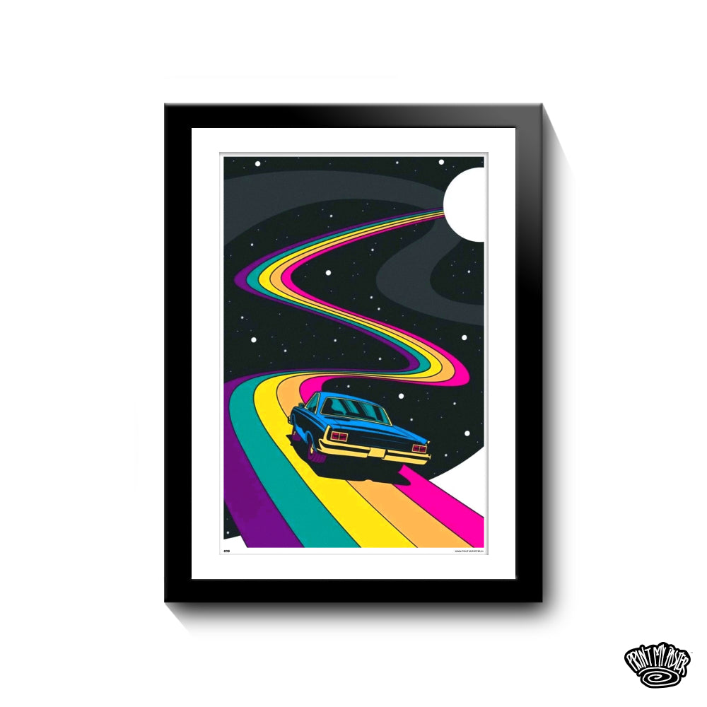 Abstract Art - Car riding the rainbow road